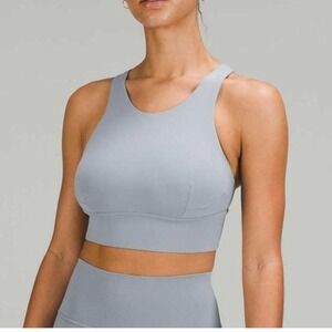 Lululemon Wunder Train Longline Bra Women's 6 High-Neck Blue Chambray LW2CNSS